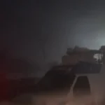 INTENSE eye wall of category 4 Hurricane Harvey from Rockport, TX