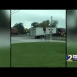 Train plows straight through semi